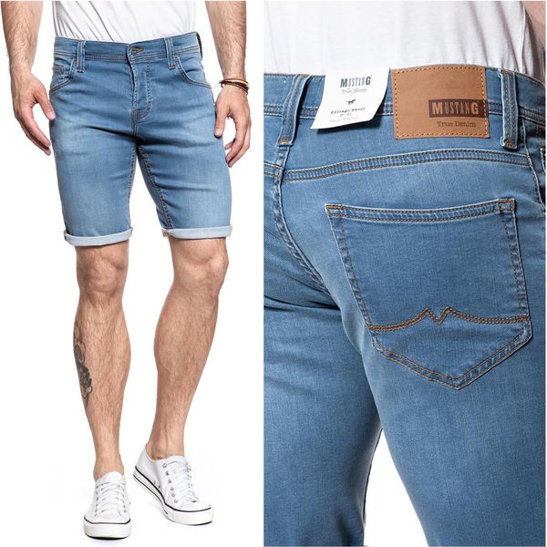 Mustang Uomo, Pantaloncini Chicago Short, Slim Fit, W38, Blu, Pantaloncini, Pantaloni,-image