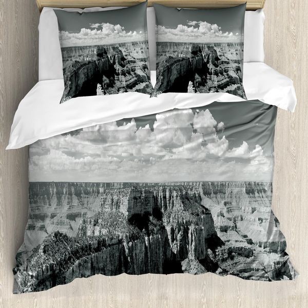 Abakuhaus Copripiumino Americano, Grand Canyon Nostalgico, Antiacaro, Adatto A Chi Soffre Di Allergie, Con Federe, 200 Cm X 200 Cm - 80 X 80 Cm, Grigio-image