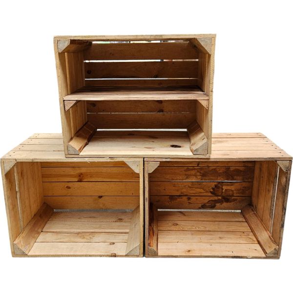 Holzkisten Vintage 3Er Set 50 X 40 X 30Cm Mit Regal Lang Verbaut-image