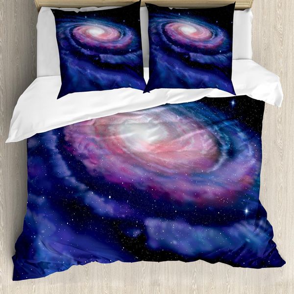 Abakuhaus Galaxis Copripiumino, Nebulosa Nello Spazio, Antiacaro Adatto A Chi Soffre Di Allergie Con Federe, 155 Cm X 220 Cm - 80 X 80 Cm, Blu Malva-image