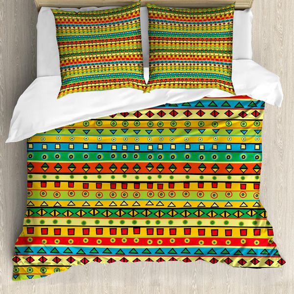 Abakuhaus Copripiumino A Righe, Joyful Geometrico Astratto, Antiacaro, Adatto A Chi Soffre Di Allergie, Con Federe, 200 Cm X 200 Cm - 80 X 80 Cm, Multicolore-image