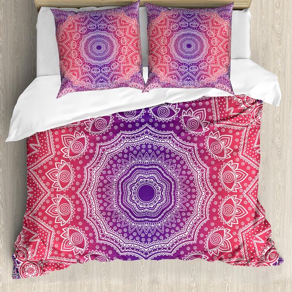 Abakuhaus Copripiumino Rosa E Lilla, Myriad Realms, Antiacaro, Adatto A Chi Soffre Di Allergie, Con Federe, 155 Cm X 220 Cm - 80 X 80 Cm, Viola-Rosa-image