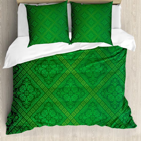 Abakuhaus Copripiumino Verde, Motivo Foglie Vector, Antiacaro, Adatto A Chi Soffre Di Allergie, Con Federe, 200 Cm X 200 Cm - 80 X 80 Cm, Verde Bosco-image
