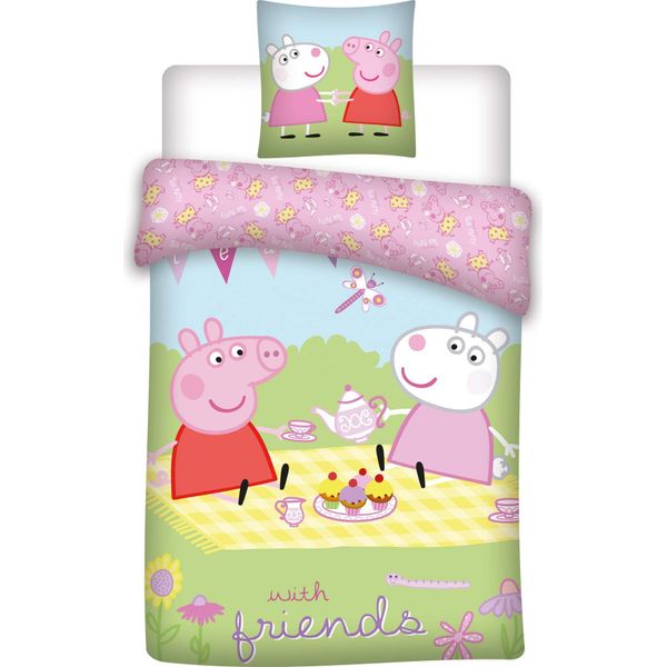 Biancheria Da Letto Per Bambini Peppa Wutz & Luzie Locke Picnic, Piumino 100X135 + Cuscino 40X60 Cm, 100% Cotone-image