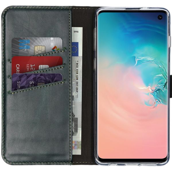 Custodia Per Samsung Galaxy S10 - Vera Pelle - Custodia Selencia Flip Flap - Colore Verde-image