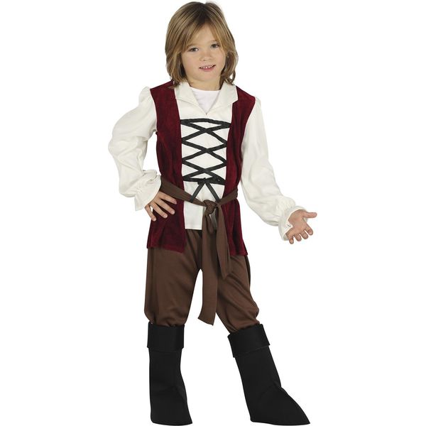 Costume Da Avventuriero Medievale Per Bambini, Carnevale, Fantasia, Fiaba, Festa Per Bambini, Viaggio Nel Tempo, Taglia: 140/146 Colore: Beige-image