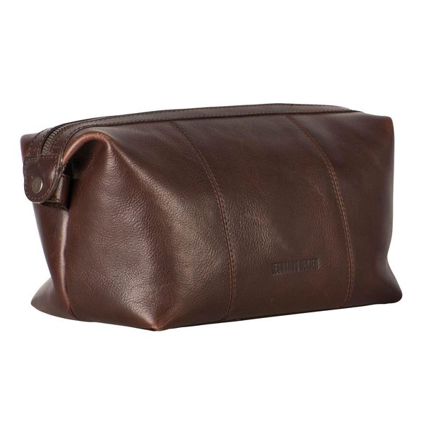 Leonhard Heyden Pelle Borsa Da Toilette Roma Toilet Bag Brown Marrone-image