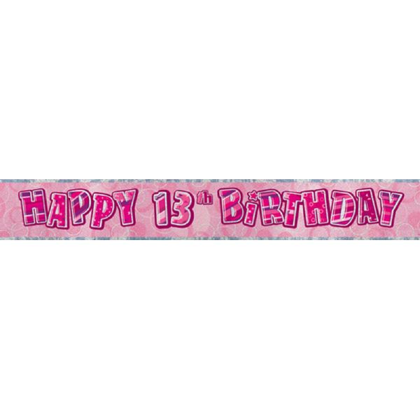 Striscione Unico Per La Festa Del 13° Compleanno SG13497 (2,74 Metri) (Rosa)-image
