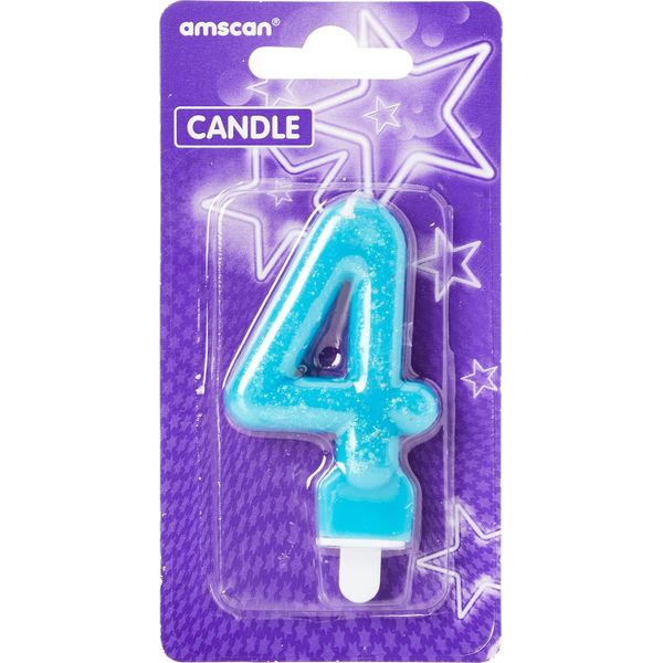 Amscan 9900765 - Candela Numero 4, Altezza 7,6 Cm, Candela Per Torta, Candela Per Torta, Compleanno, Decorazione-image