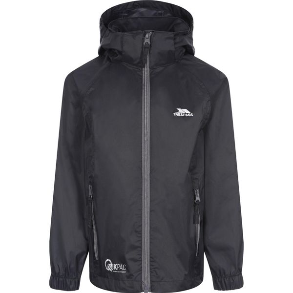 Giacca Da Pioggia Trespass Per Bambini Qikpac X TP4776 (140) (Nero/Carbonio)-image