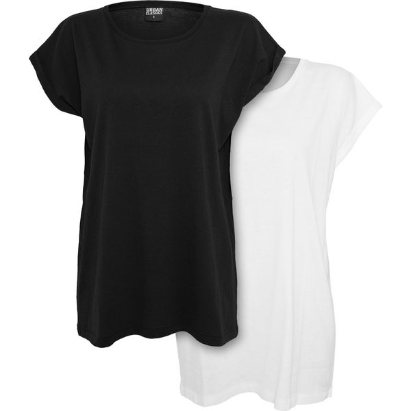 Urban Classics - T-Shirt A Spalla Estesa Da Donna 2 Pezzi Nero/Bianco - 5XL-image