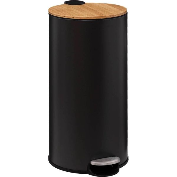 5 Five Simply Smart - MüLleimer Mit Bambusdeckel 30L "Modern Color"" Schwarz"-image