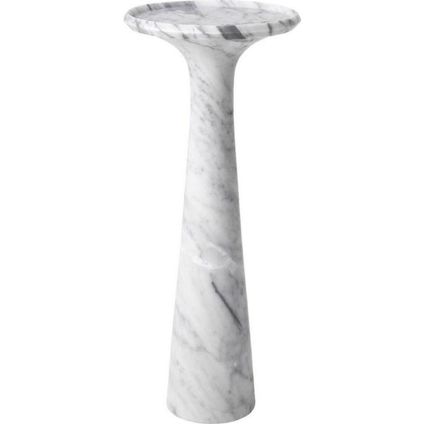 Tavolino Casa Padrino Bianco Ø 30 X H. 71,5 Cm - Tavolino Rotondo In Marmo Di Carrara Di Alta Qualità - Mobili-image