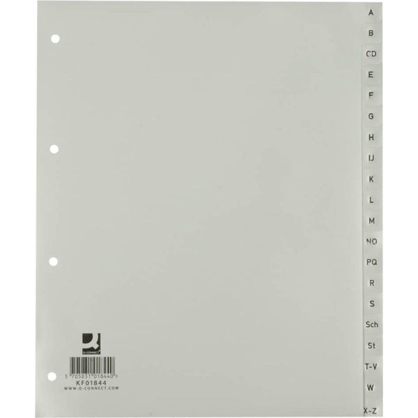 Q-Connect® KF01844 Indice - A - Z, Pp, Con Indice, A4 Extra Largo, 20 Fogli, Grigio-image