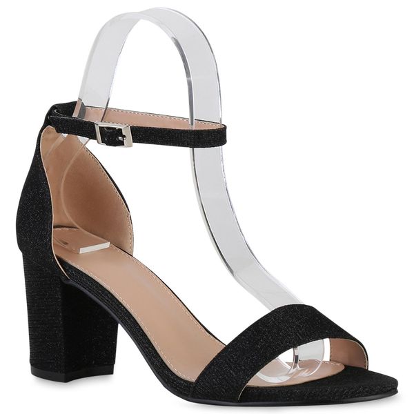 Van Hill Donna Sandali Strappy Scarpe Party Glitter 840138, Colore: Nero, Taglia: 37-image