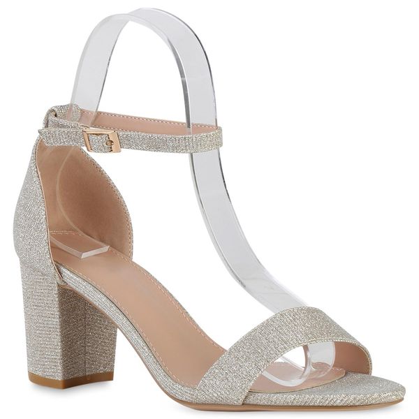 Van Hill Donna Sandali Strappy Scarpe Party Glitter 840138, Colore: Oro, Taglia: 39-image