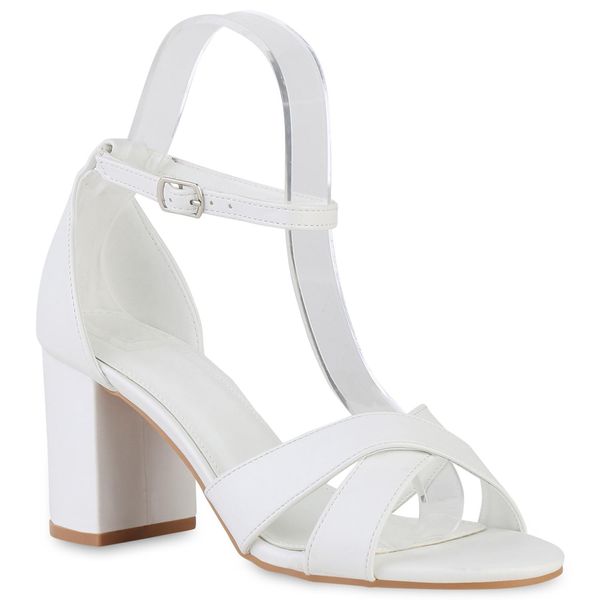 Van Hill Sandali Classici Da Donna Con Tacco A Blocco 840333, Colore: Bianco, Taglia: 36-image