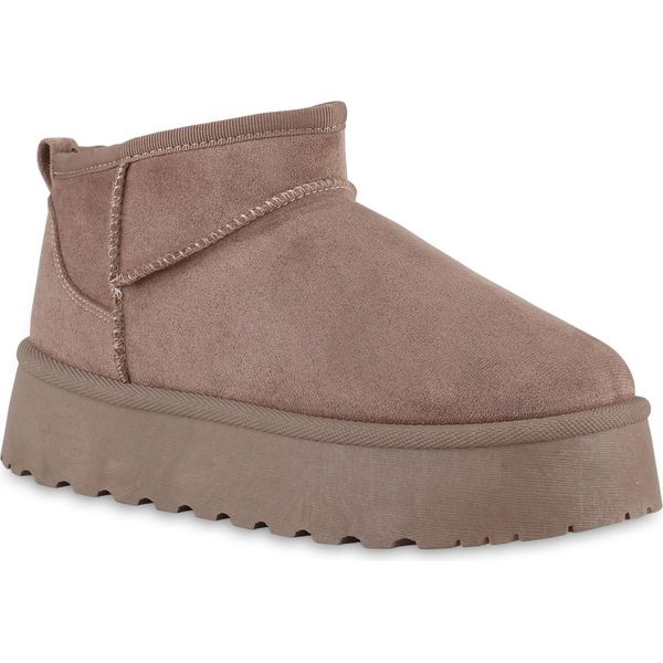 Van Hill Stivali Con Plateau Foderati Caldi Da Donna Scarpe Invernali Con Suola Profilata 840622, Colore: Taupe, Taglia: 37-image