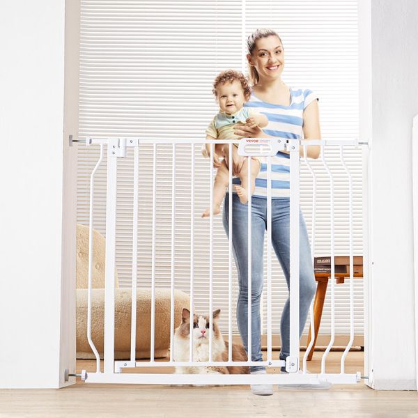 Vevor Cancelletto Di Sicurezza Per Porte, Cancelletto Di Sbarramento Per Scale, Gamma Di Larghezza 749-990 Mm Cancelletto Per Bambini, Cancelletto Per Animali, Cancelletto Per Scale, Cancelletto Girevole Su Due Lati Altezza 762 Mm, Cancelletto Per Bambini Bianco Senza Foratura-image