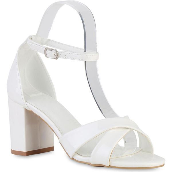 Van Hill Donna Sandali Classici Scarpe Con Tacco 840915, Colore: Bianco, Taglia: 40-image