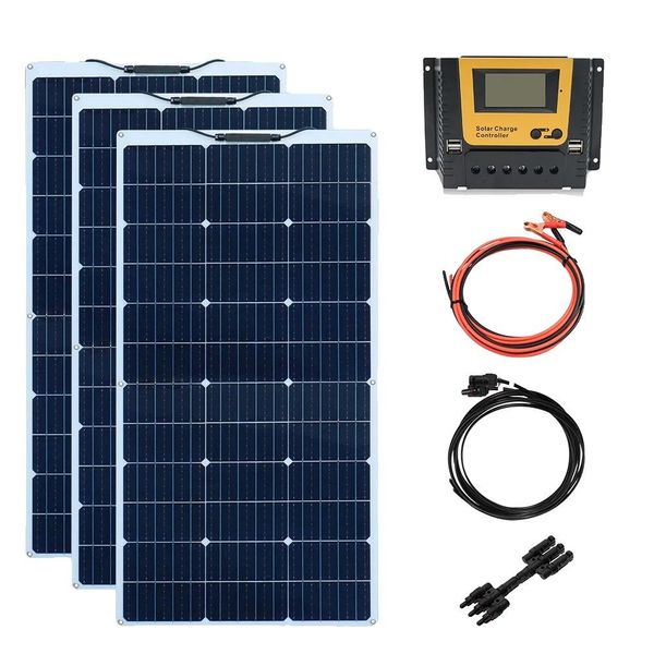 Set Di Pannelli Solari, Pannelli Flessibili Da 200 W, Compatibilità Con Batterie Da 12 V, Kit Da 300 W-image