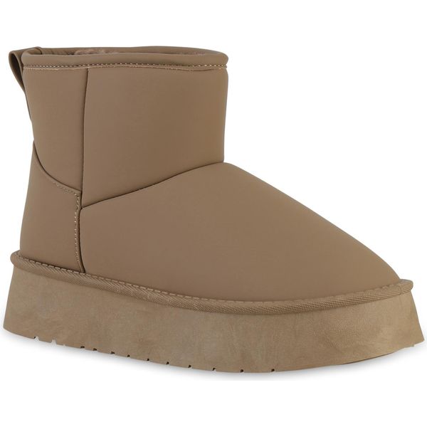 Van Hill Donna Stivali Invernali Foderati Caldi Stivaletti Scarpe Con Suola Battistrada 841334, Colore: Khaki, Taglia: 36-image