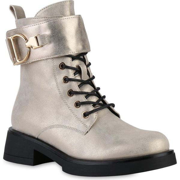 Van Hill Donna Stivaletti Stringati Scarpe Stringate 841450, Colore: Oro, Taglia: 36-image