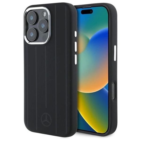 Mercedes Mehmp16L23Suvsk Iphone 16 Pro 6.3 Czarny/Nero Custodia Rigida In Silicone Verticale A Strisce Tonali Magsafe-image