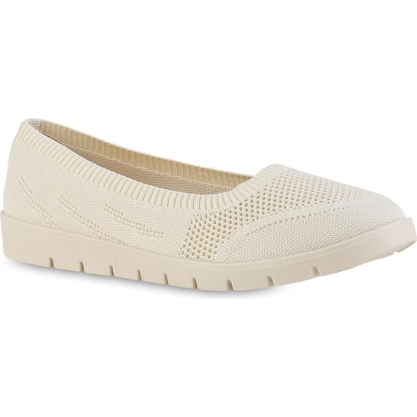 Van Hill Ballerine Sportive Da Donna Scarpe Comode Con Suola Profilata In Maglia 841603, Colore: Beige, Misura: 37-image