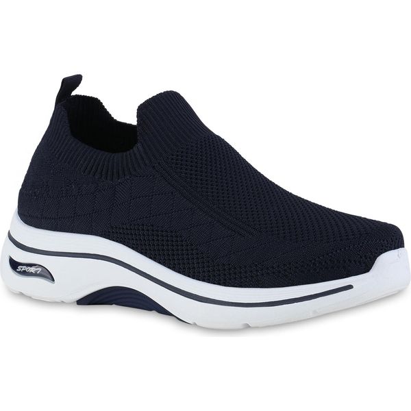 Van Hill Scarpe Sportive Da Donna Slip On Scarpe Sportive In Maglia Con Suola Profilata 841625, Colore: Blu Scuro, Taglia: 38-image