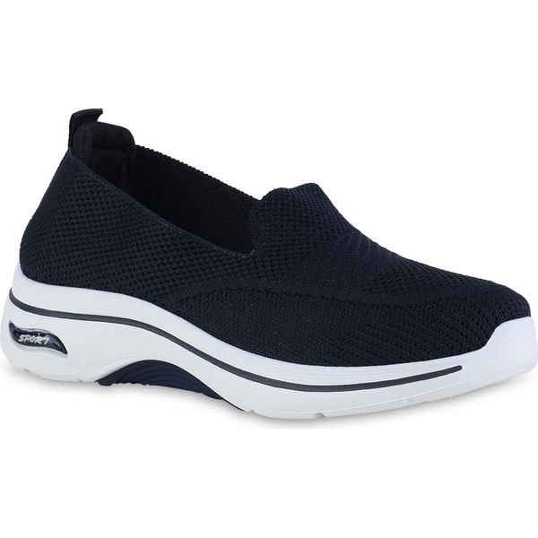 Van Hill Scarpe Sportive Da Donna Slip On Scarpe Sportive Con Suola Profilata 841624, Colore: Blu Scuro, Taglia: 38-image