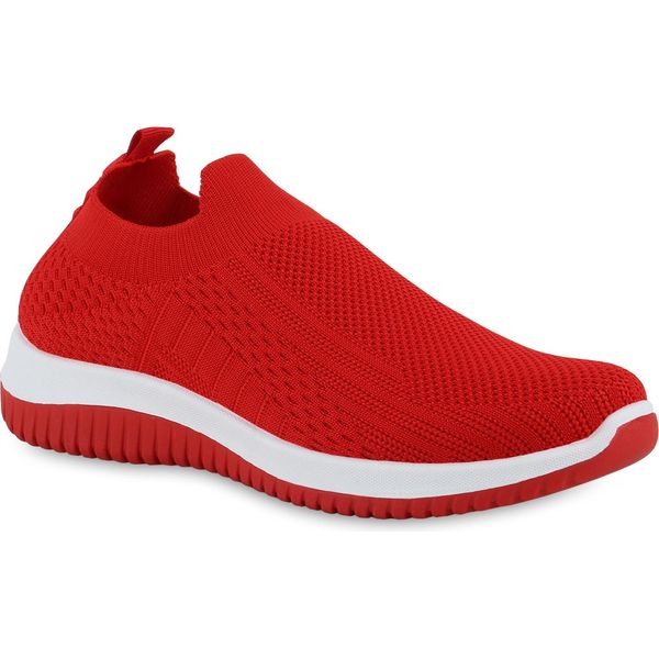Van Hill Scarpe Sportive Da Donna Slip On Scarpe Sportive In Maglia Con Suola Profilata 841678, Colore: Rosso, Taglia: 41-image