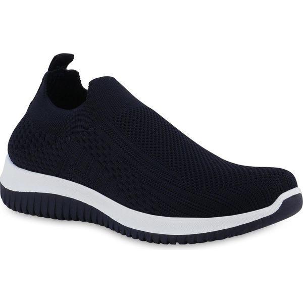Van Hill Scarpe Sportive Da Donna Slip On Scarpe Sportive Con Suola Profilata 841678, Colore: Blu Scuro, Taglia: 41-image