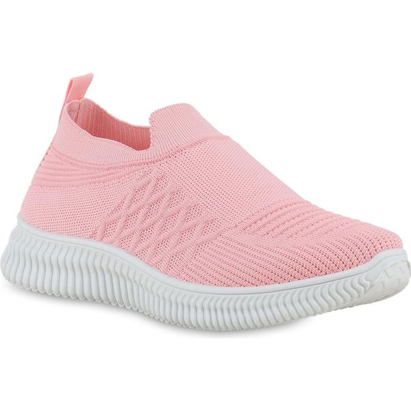 Van Hill Scarpe Sportive Da Donna Slip On Scarpe Sportive In Maglia Con Suola Profilata 841676, Colore: Rosa Chiaro, Taglia: 38-image