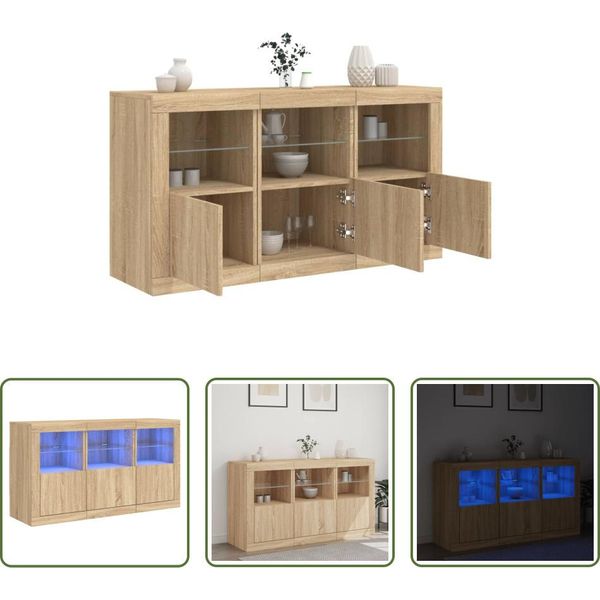 The Living Store Credenza Con Luci Led Rovere Sonoma 123X37X67 Cm-image
