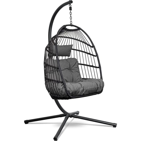 Sedia Sospesa Swoods Con Telaio - Sedia Sospesa Per Esterni - Per Interni Ed Esterni - Sedia Sospesa Con Grandi Cuscini - Sedia Per Topi Pieghevole - Fino A 150 Kg-image