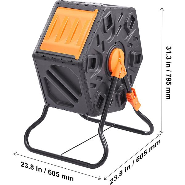 Succebuy Contenitore Per Il Compost Da 18,5 Galloni, Tamburo Rotante Compatto Con Porta Scorrevole, Struttura In Acciaio, Compostiera Senza Bpa Per Giardino, Cucina, Uso Esterno-image