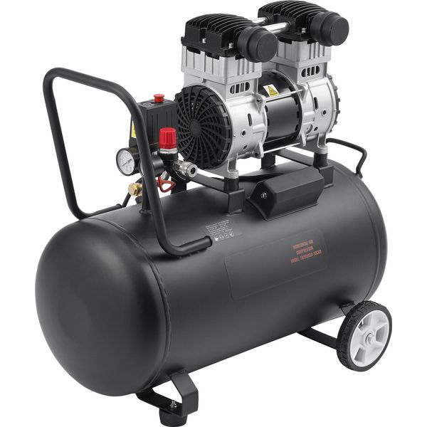 Compressore D'aria Succebuy, Serbatoio In Acciaio Da 15 Galloni, 2 Hp, 5,3 Cfm A 90 Psi Compressore D'aria Senza Olio E Pressione Massima Di 125 Psi, 78 Db Compressore Portatile Ultra-Silenzioso Per Riparazione Auto, Gonfiaggio Pneumatici-image