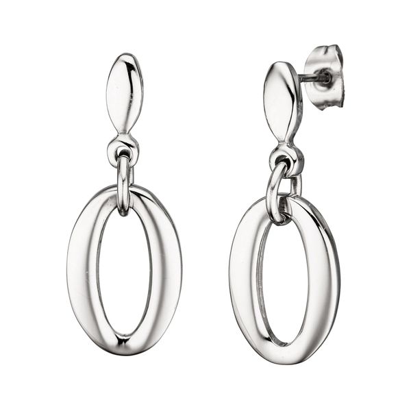 Paar OhrhäNger Jobo, Silber (Edelstahlfarben), Ohrringe, Damen, Edelstahl, Oval Edelstahl-image