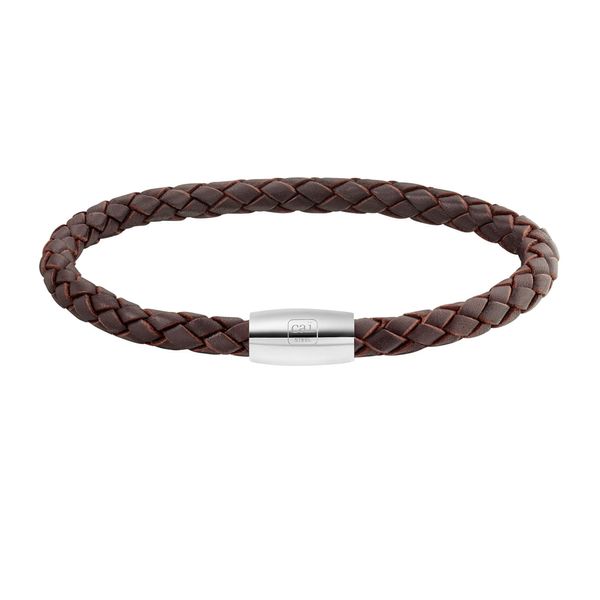 Armband CaÏ "Edelstahl Leder Braun 23Cm", Braun, ArmbäNder, Herren, 23Cm, Edelstahl, GläNzend, Armband-image