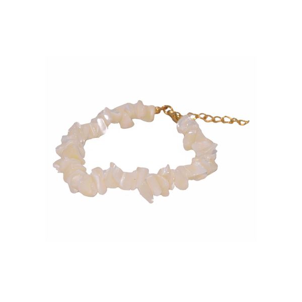 Armband Firetti "Schmuck Geschenk Armschmuck Armkette Edelstein Farbstein Perlmutt", Gold (Gelbgoldfarben, Weiß), ArmbäNder, Damen, 22Cm, Messing, Armband, Made In Germany - Mit Perlmutt-image