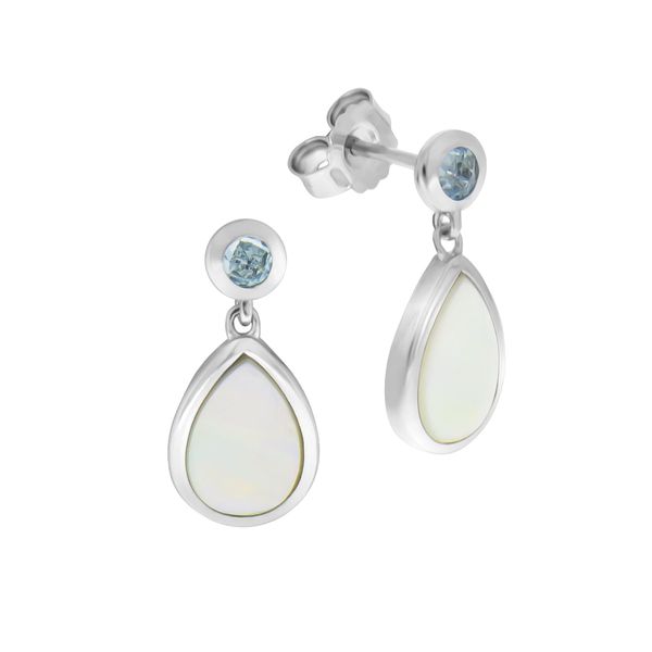 Paar OhrhäNger Zeeme "925/- Sterling Silber Blautopas Perlmutt", Weiß (Weiß, Hellblau), Ohrringe, Damen, One-Size, 0,38, Silber 925 (Sterlingsilber)-image
