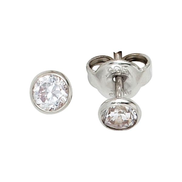 Paar Ohrstecker Jobo, Silber (Silber 925), Ohrringe, Damen, 4,5Mm, Silber 925 (Sterlingsilber), Rund 925 Silber Mit Zirkonia-image