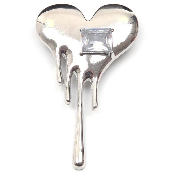 Brosche Firetti "Schmuck Geschenk Ansteckschmuck Herz Mit GroßEm Stein Glitzernd", Weiß (Silberfarben,,, Kristallweiß, Kristallweiß), Broschen, Damen, Metall, Brosche, Mit Glasstein-image