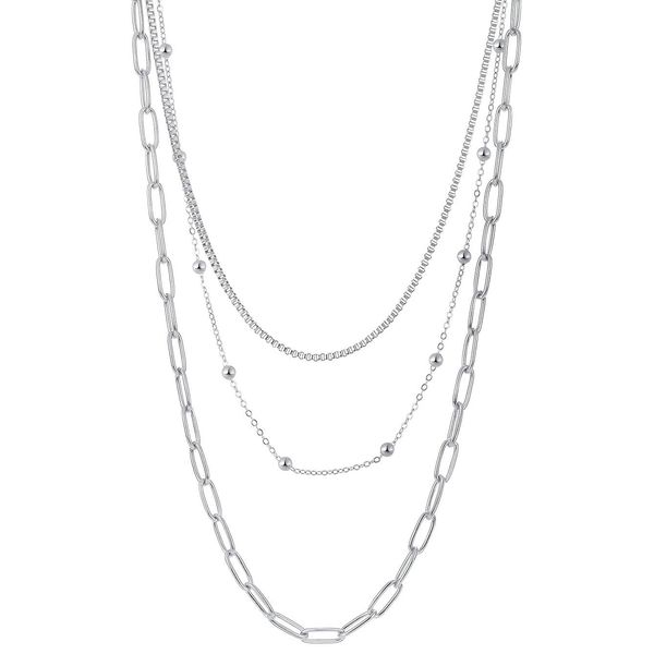 Edelstahlkette Firetti "Schmuck Geschenk Trio Layerkette", Silber (Edelstahlfarben), Halsketten, Damen, Edelstahl, L: 45, Edelstahlkette-image