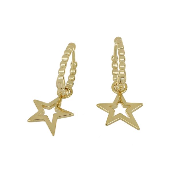 Paar Creolen Firetti "Schmuck Geschenk Silber 925 Ohrschmuck Sterne", Gold (Gelbgoldfarben), Ohrringe, Damen, Silber 925 (Sterlingsilber)-image