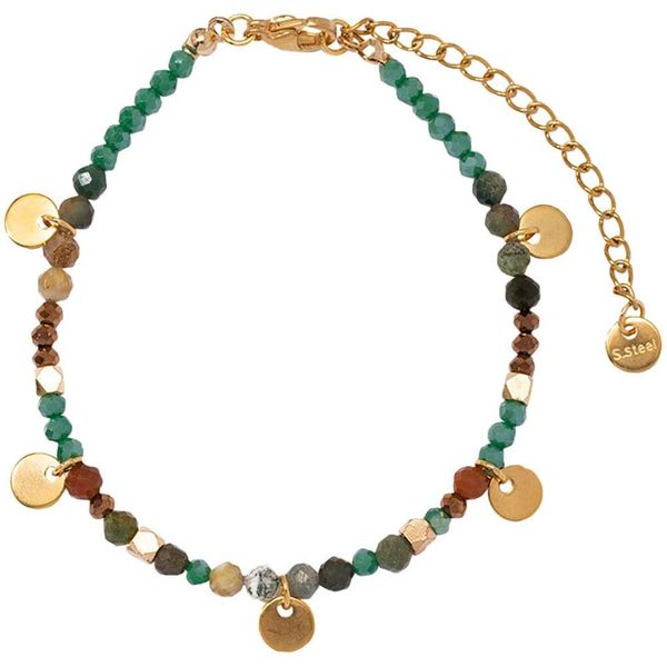 Armband Firetti "Schmuck Geschenk Edelstahl Armschmuck Armkette Edelstein PläTtchen", GrüN (Gelbgoldfarben, GrüN, Blau, Kristallweiß, GrüN, Blau, Kristallweiß), ArmbäNder, Damen, 22,5Cm, Edelstahl, Armband, Made In Germany - Mit Labradorit Oder Achat-image