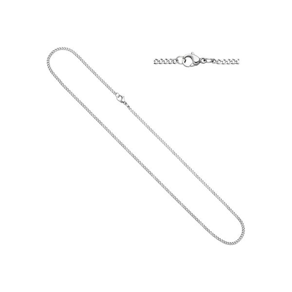 Edelstahlkette Jobo, Silber (Edelstahlfarben), Halsketten, Damen, Edelstahl, L: 38, Edelstahlkette, Panzerkette Edelstahl 38 Cm 2 Mm-image