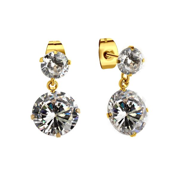 Paar Ohrstecker Firetti "Schmuck Geschenk Ohrschmuck Glitzernd", Gold (Gelbgoldfarben, Kristallweiß, Kristallweiß), Ohrringe, Damen, Edelstahl, Mit Zirkonia (Synth.)-image
