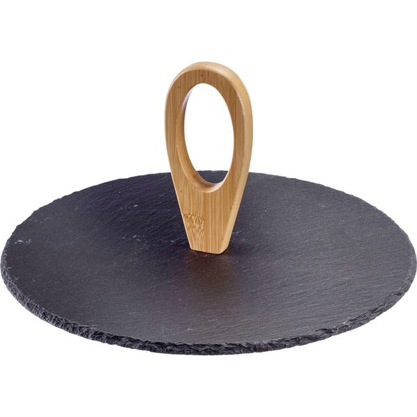 Servierplatte Westmark "Tapas + Friends", Grau (Anthrazit), B:30Cm H:2,4Cm L:30Cm, Bambus, Schiefer, Servierplatten, Servierplatte, Ø 30 Cm-image